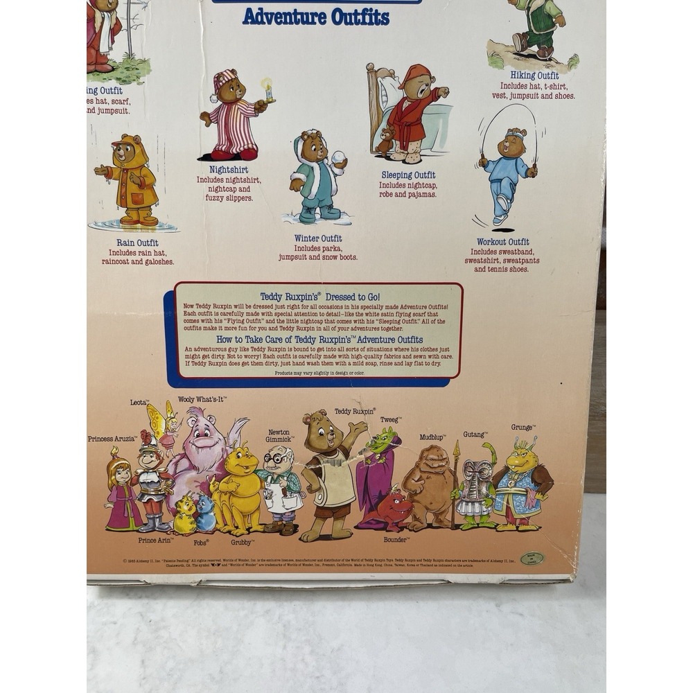 Worlds of Wonder Teddy Ruxpin Adventure Sleepwear Set Red Boxed 1986 - Picture 10 of 15